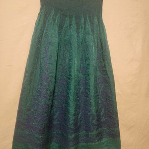 green and blue paisly unisex midi skirt